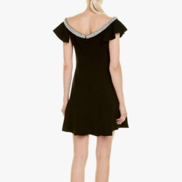 NWT RACHEL ZOE Fifi Beaded Fit & Flare Black Dress 10 - Picture 2 of 16
